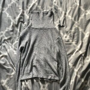 Better Be Gray Cowl Neck Sweater with Ribbed Detailing